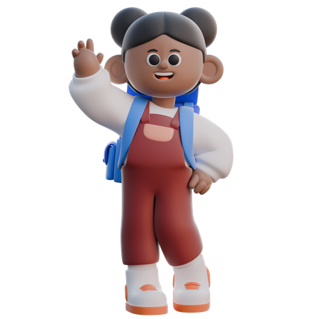Menina com as mãos acenando  3D Icon