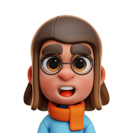 Menina com cachecol laranja  3D Icon