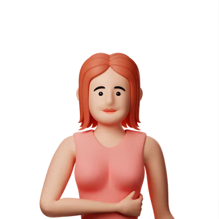 Menina com dor de estômago  3D Illustration