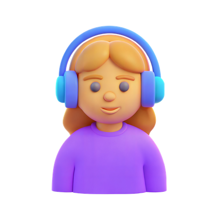 Menina com Hedphones  3D Icon