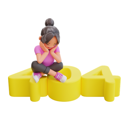 Menina com página de erro 404  3D Icon
