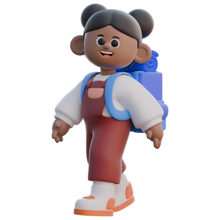 Menina com pose de caminhada  3D Illustration