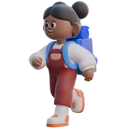 Menina com pose de corrida  3D Illustration