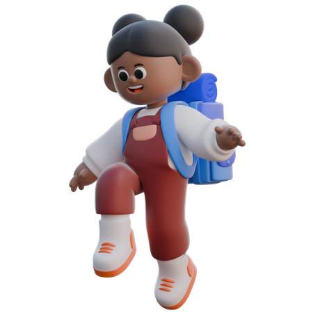 Menina com pose de salto  3D Illustration