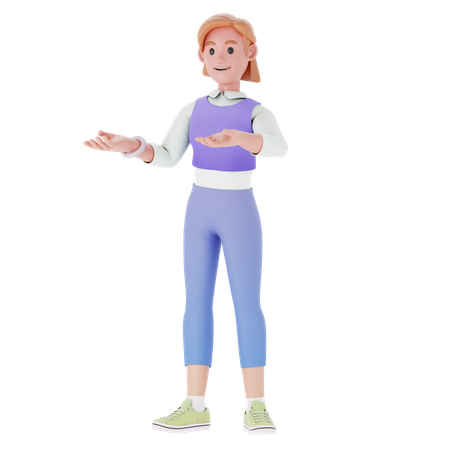Menina com pose de transmissão  3D Icon