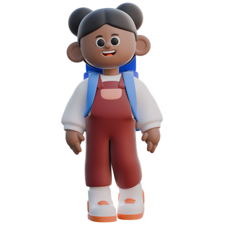 Menina com pose em pé  3D Illustration