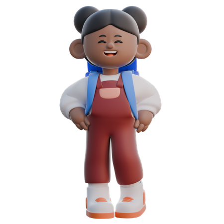 Menina com pose em pé  3D Illustration