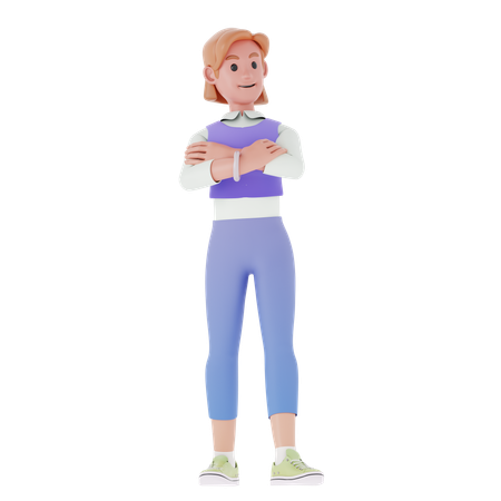 Menina com pose firme  3D Icon