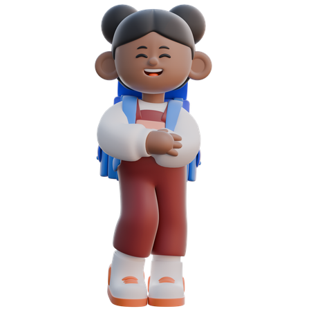 Menina com pose sorridente  3D Illustration