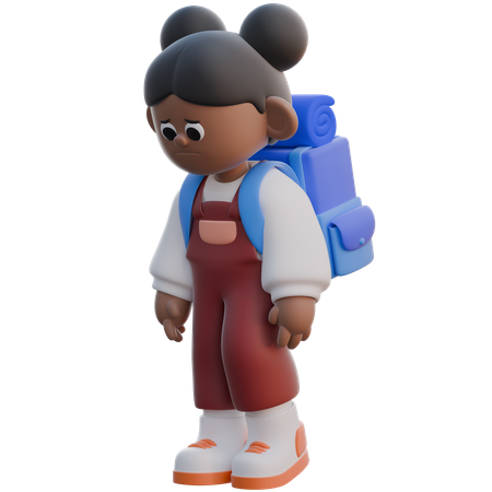 Menina com pose triste  3D Icon
