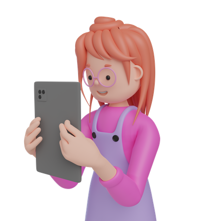 Menina com tablet  3D Icon