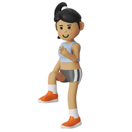 Menina correndo para o treino de março  3D Icon