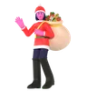 Menina de Natal carregando sacola contendo presentes