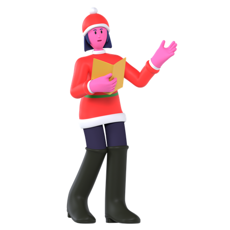 Garota de Natal com Coro de Natal  3D Icon