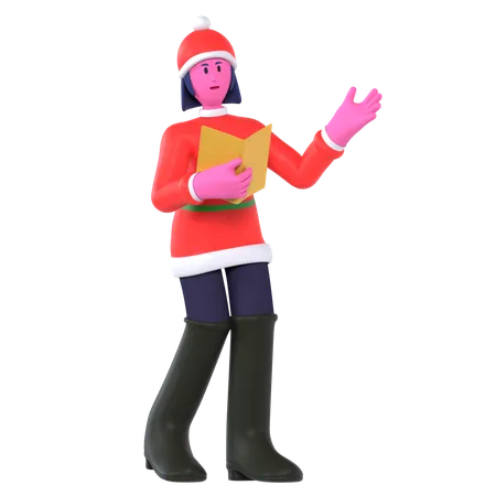 Garota de Natal com Coro de Natal  3D Icon