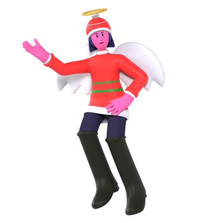 Menina de Natal fantasiada de anjo  3D Icon