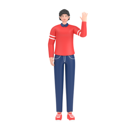 Menina dizendo olá com a mão acenando  3D Icon