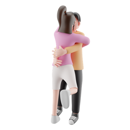 Menina e homem fazendo beijo  3D Illustration