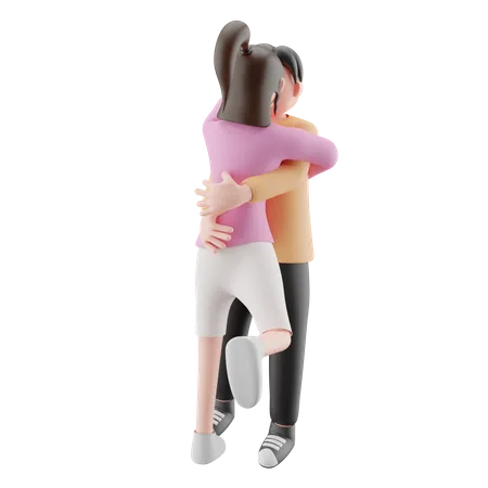 Menina e homem fazendo beijo  3D Illustration