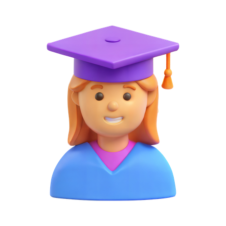 Aluna com boné de graduação  3D Icon