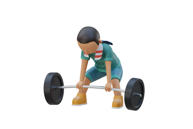 Menina faz exercícios com levantamento de peso  3D Illustration