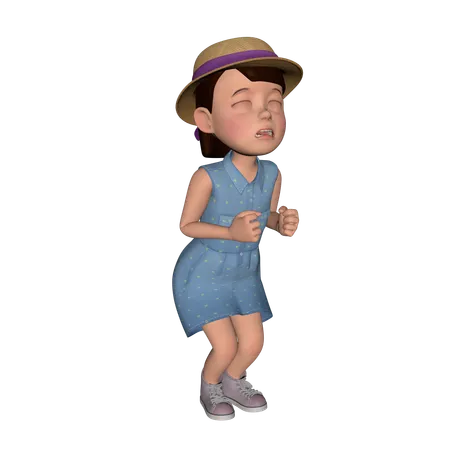 Menina fofa fazendo pose de choro  3D Icon