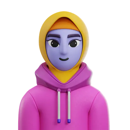 Menina Hijab com jaqueta  3D Icon