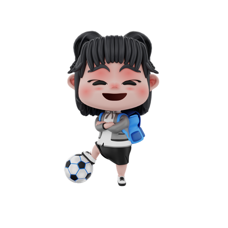 Menina jogando futebol  3D Icon