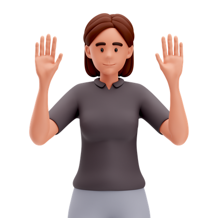 Menina levantou as duas mãos  3D Icon