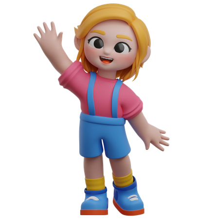 Menina mão levantada  3D Icon