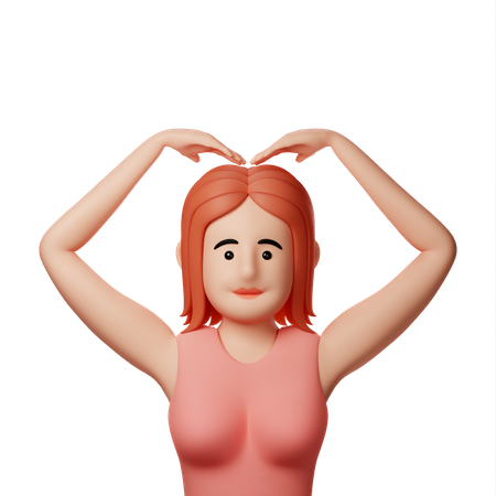Garota mostrando gesto de amor  3D Illustration