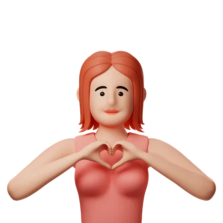Menina mostrando gesto de coração  3D Illustration