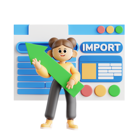 Menina mostrando dados da Web importados  3D Icon
