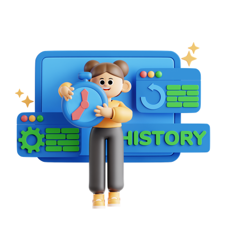 Menina mostrando histórico de navegação  3D Illustration