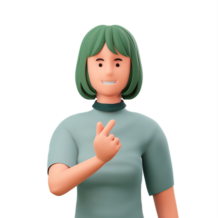 Menina mostrando o dedo do sinal de amor coreano  3D Icon