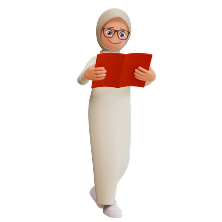 Menina muçulmana lendo  3D Icon