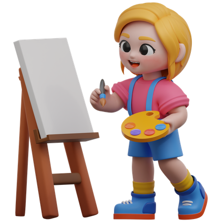 Pintura de menina  3D Illustration