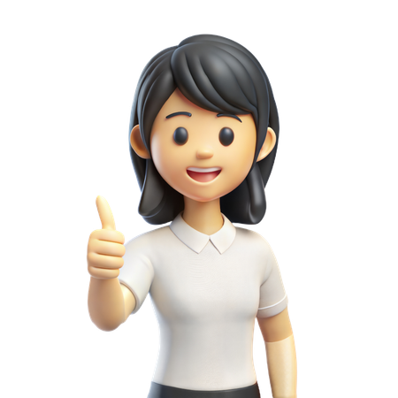 Menina, polegares para cima  3D Icon