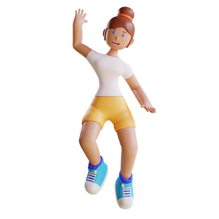 Menina pulando de alegria  3D Illustration