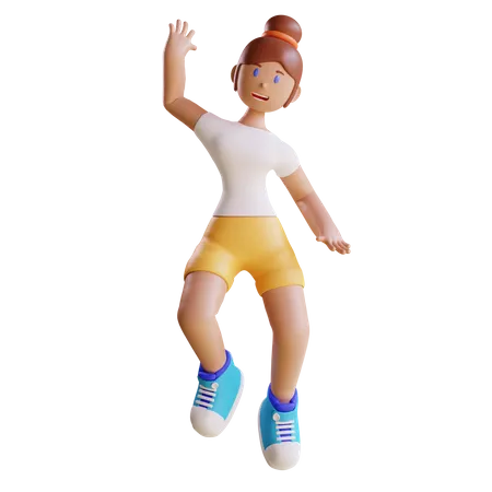 Menina pulando de alegria  3D Illustration