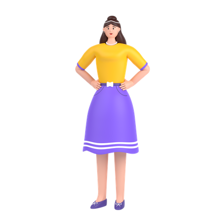 Menina segurando as mãos na pose da cintura  3D Icon