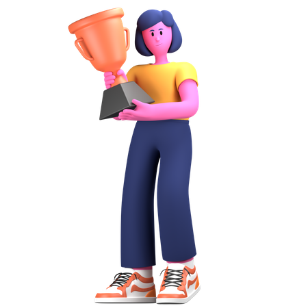 Menina segurando o troféu  3D Icon