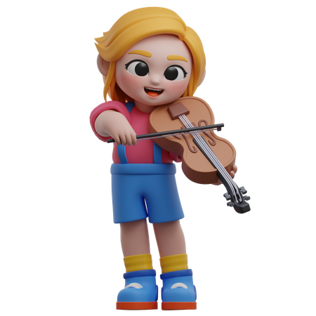 Menina tocando violino  3D Illustration