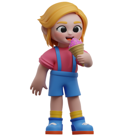 Menina tomando sorvete  3D Icon