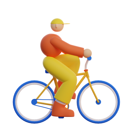 Menino andando de bicicleta  3D Illustration