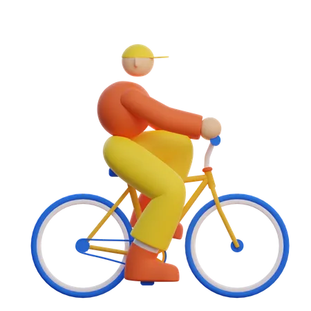 Menino Andando De Bicicleta Para O Estado Vazio 3D Illustration