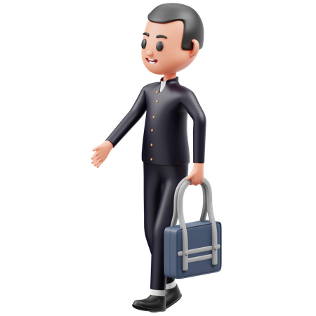 Menino andando e carregando uma bolsa  3D Icon