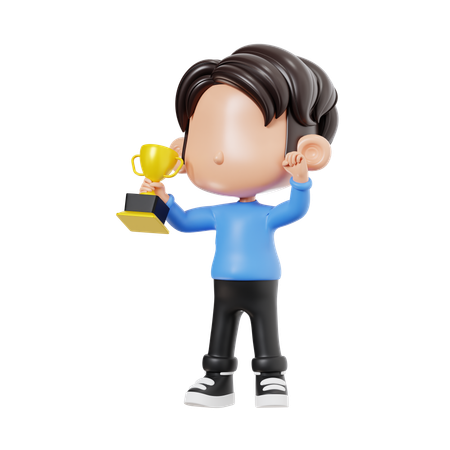 Troféu Boy Raise  3D Illustration