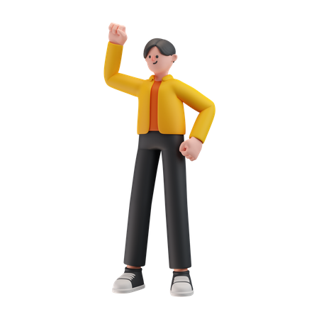 Menino comemora sucesso  3D Illustration