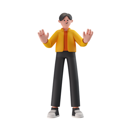 Menino comemora sucesso  3D Illustration